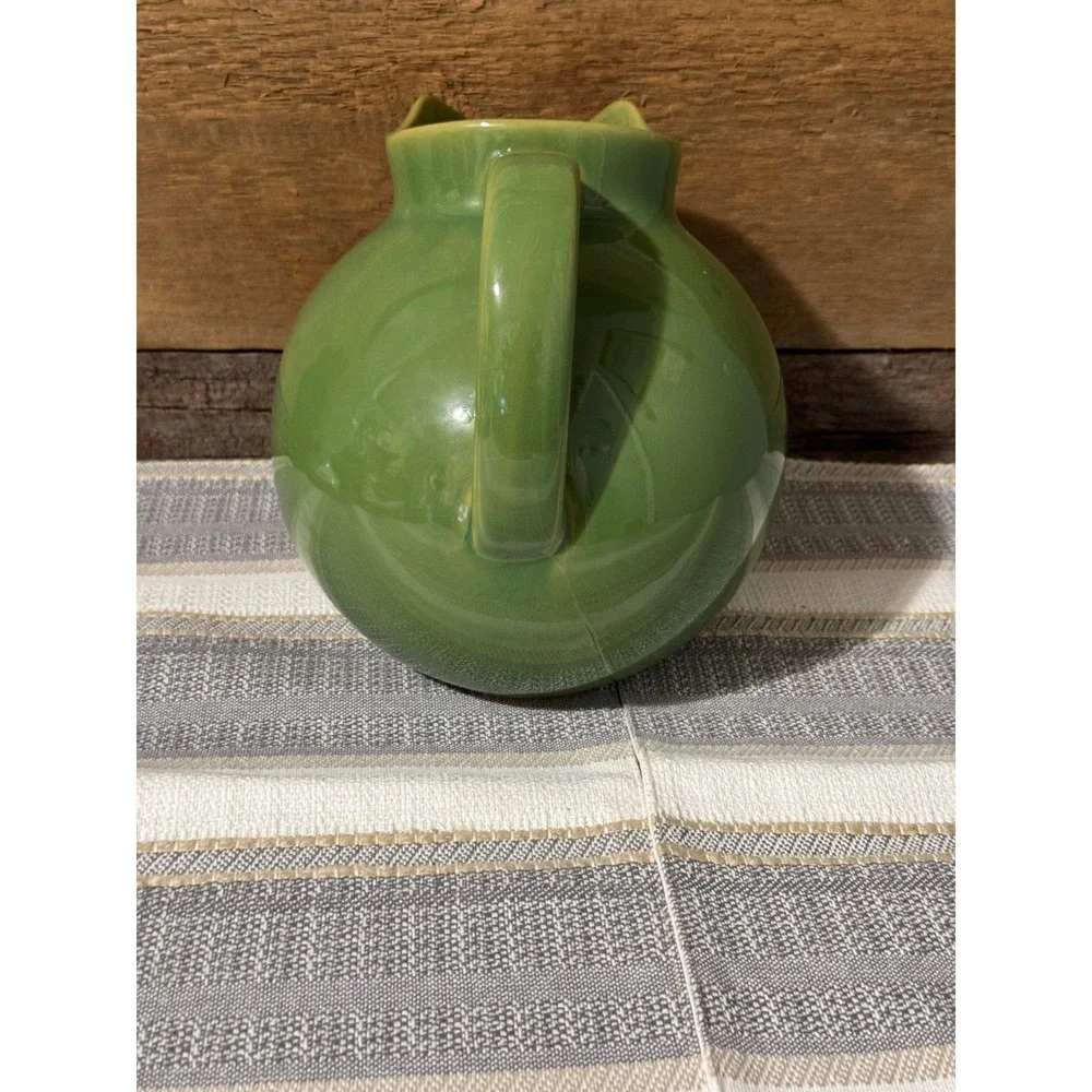 Green Ceramic Pitcher Round Body Classic Kitchen Decor Serving Beverage